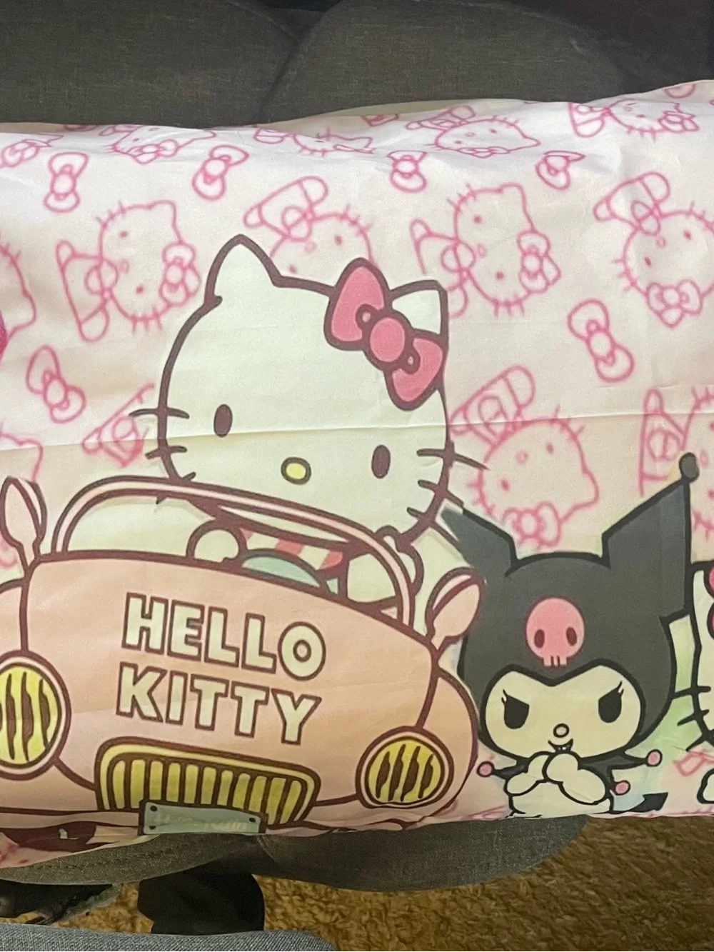 Hello Kitty Pink and Black Sanrio Character Pillowcase new